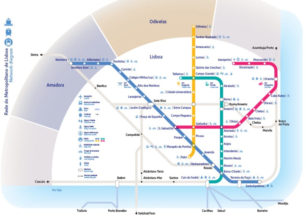 Схема метро аэропорт Лиссабона