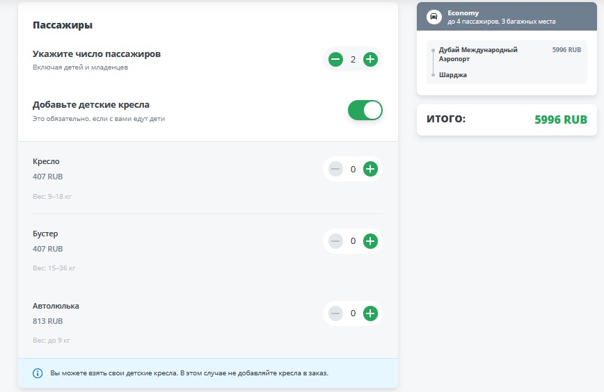 Выбор детского кресла КивиТакси